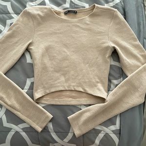 Long sleeve Crop top Zara in tan, beige color size S